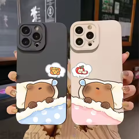Sleep Cartoon Capybara Pattern Phone Case For Samsung Galaxy S25 S24 S23 Ultra S22 S21 Plus S20 FE A15 A35 A54 A55 Cover