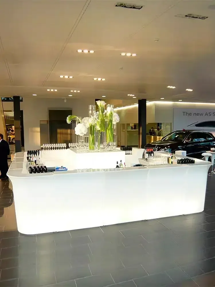

Outdoor Luminous Bar Counter Movable Hotel Banquet Event Reception Desk Party Commercial Waterproof Bartending Desk