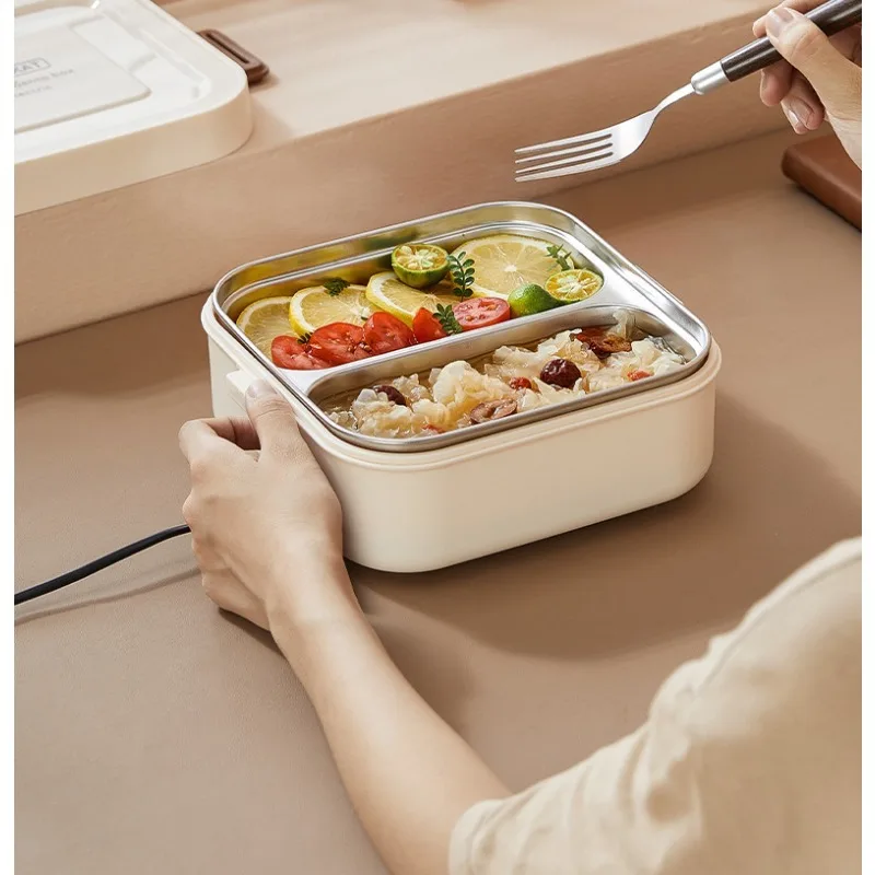 

Электрический ланч-бокс из нержавеющей стали 316, двойной отсек, не требуется вода, быстрый нагрев, для офисного использования, проводное питание