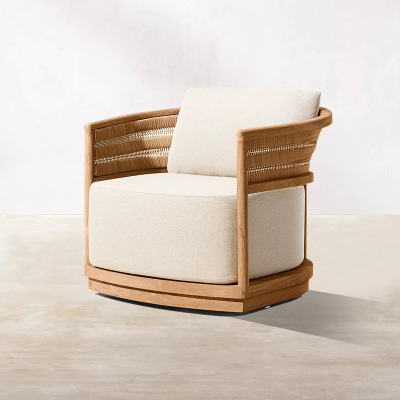 Outdoor teak sofa combination outdoor courtyard balcony outdoor solid wood sofa villa famous terrace leisure furniture