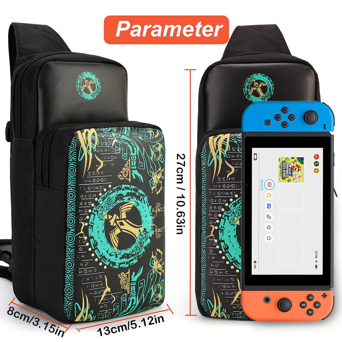 Draagbare reistas voor Switch/Lite/OLED, draagbare Sling Crossbody-rugzak voor Zelda Zwarte zakken voor Switch Console