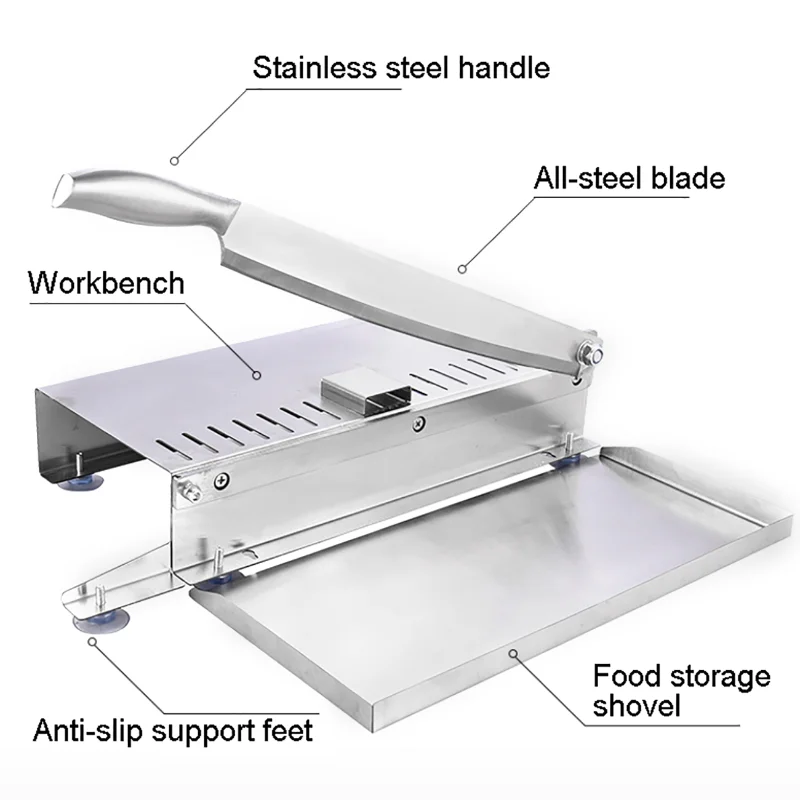 Food Cutter Slicing Machine Beef Bacon Fish Frozen Meat Stainless Steel Home Cutting Adjustable Slice Thickness Kitchen Tool