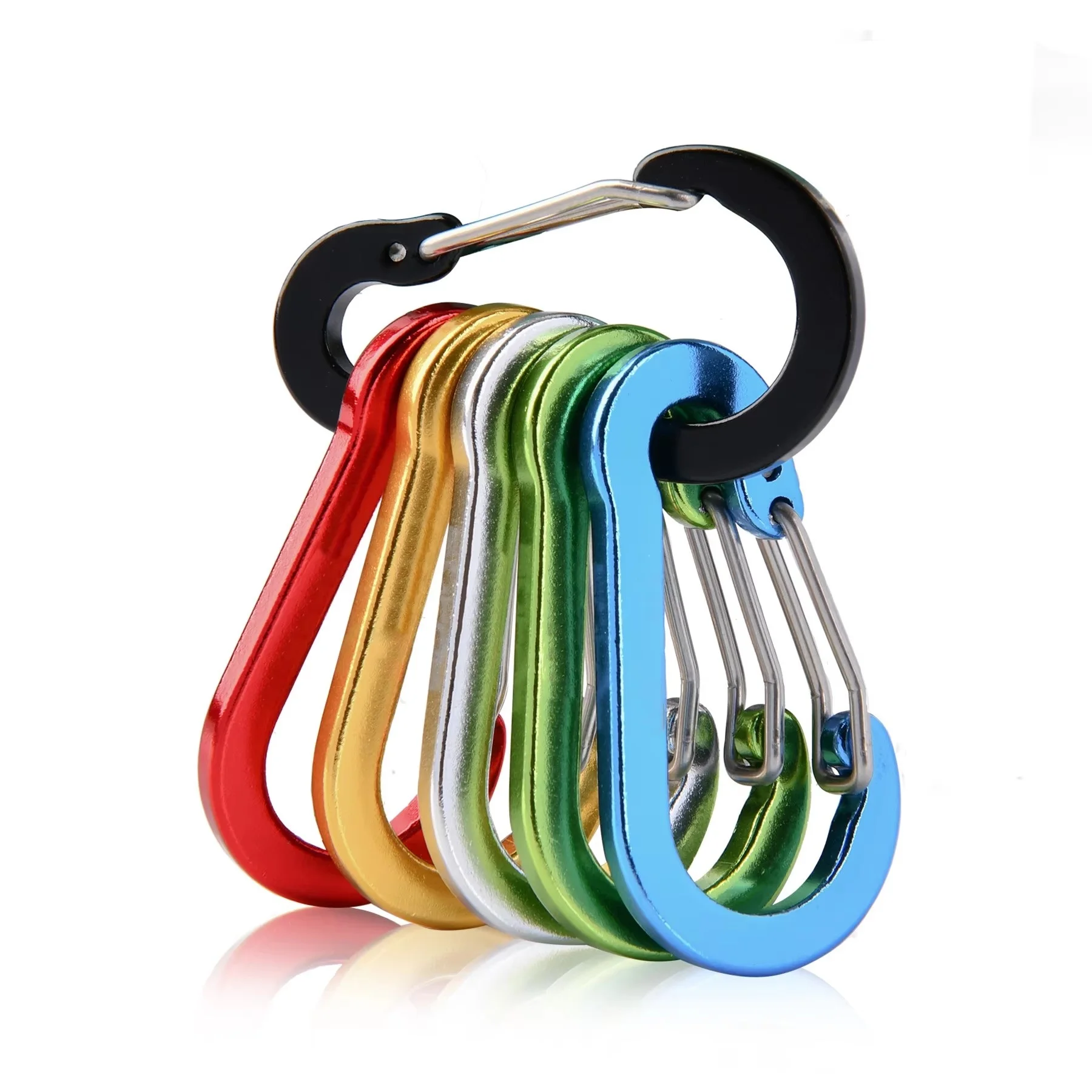 Fishing CC1 6Pcs Aluminum Alloy Carabiner Keychain Outdoor Camping Climbing Snap Clip Lock Buckle Hook Fishing Accessories