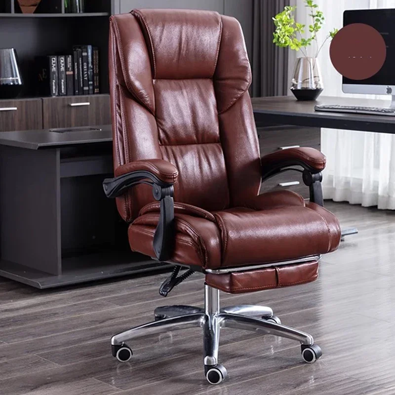 Nordic Office Chair Leather Luxury Armrest Recliner Adjustable Modern Executive Office Chair Comfort Roller Sillas Furniture