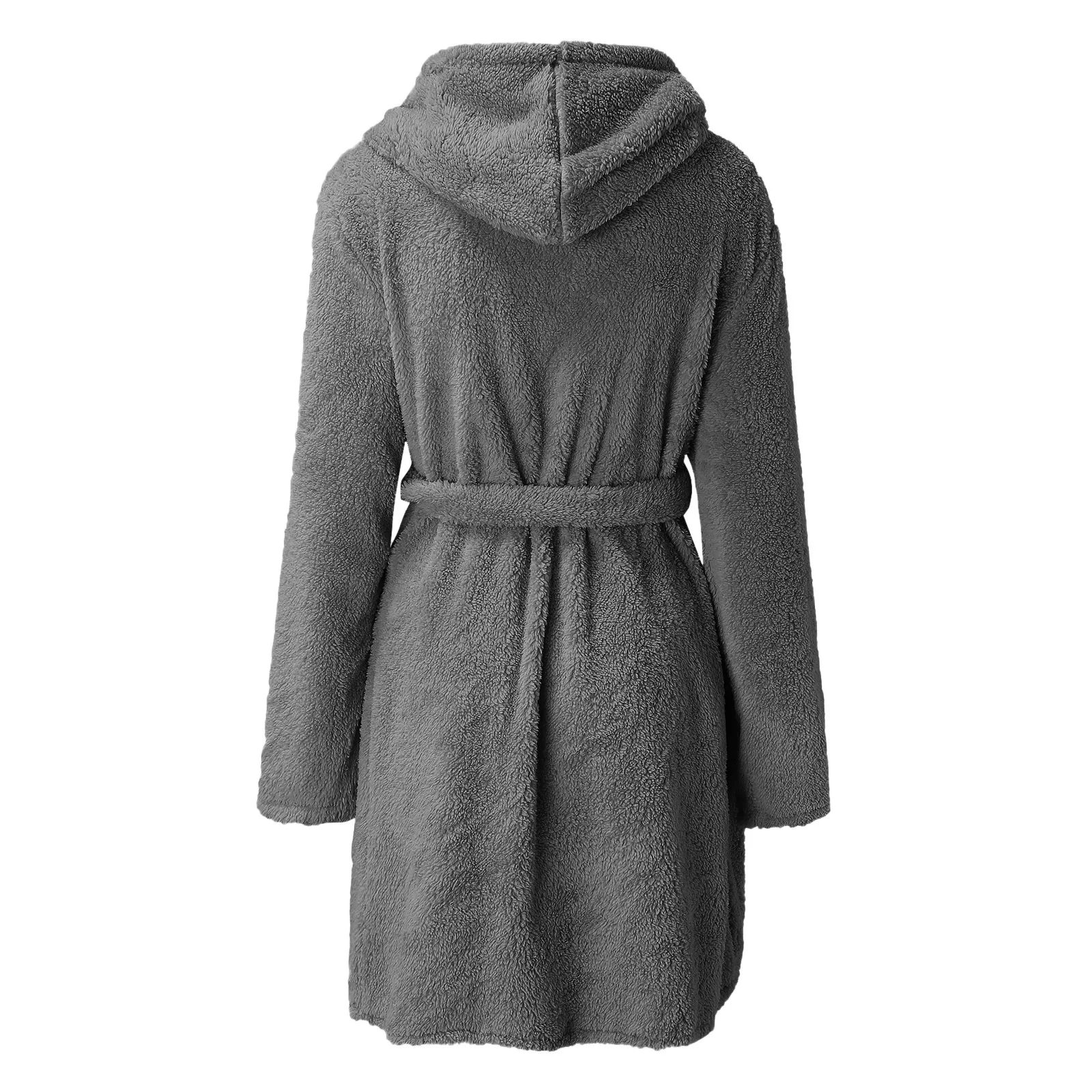 Autumn Winter Women Sexy Bath Robe Fluffy Plush Pyjamas Ladies Hooded Dressing Solid Color Gown Warm Bathrobe Female Loungewear image 3