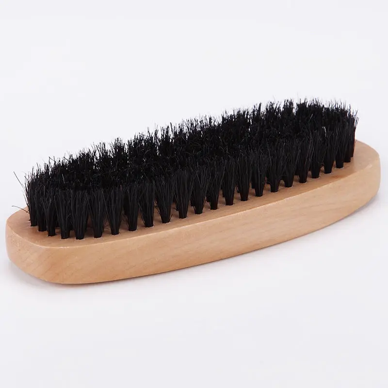 1pc Oval black pig hair brush polishing wooden brush professional leather shoe cleaning and care brush for leather care