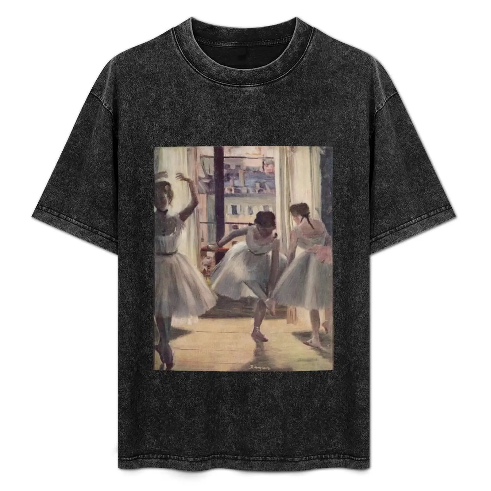 

Edgar Degas French Impressionism Oil Painting Ballerinas Rehearsing Dancing T-Shirt Basic Plain Short Sleeve Crew Neck Tee