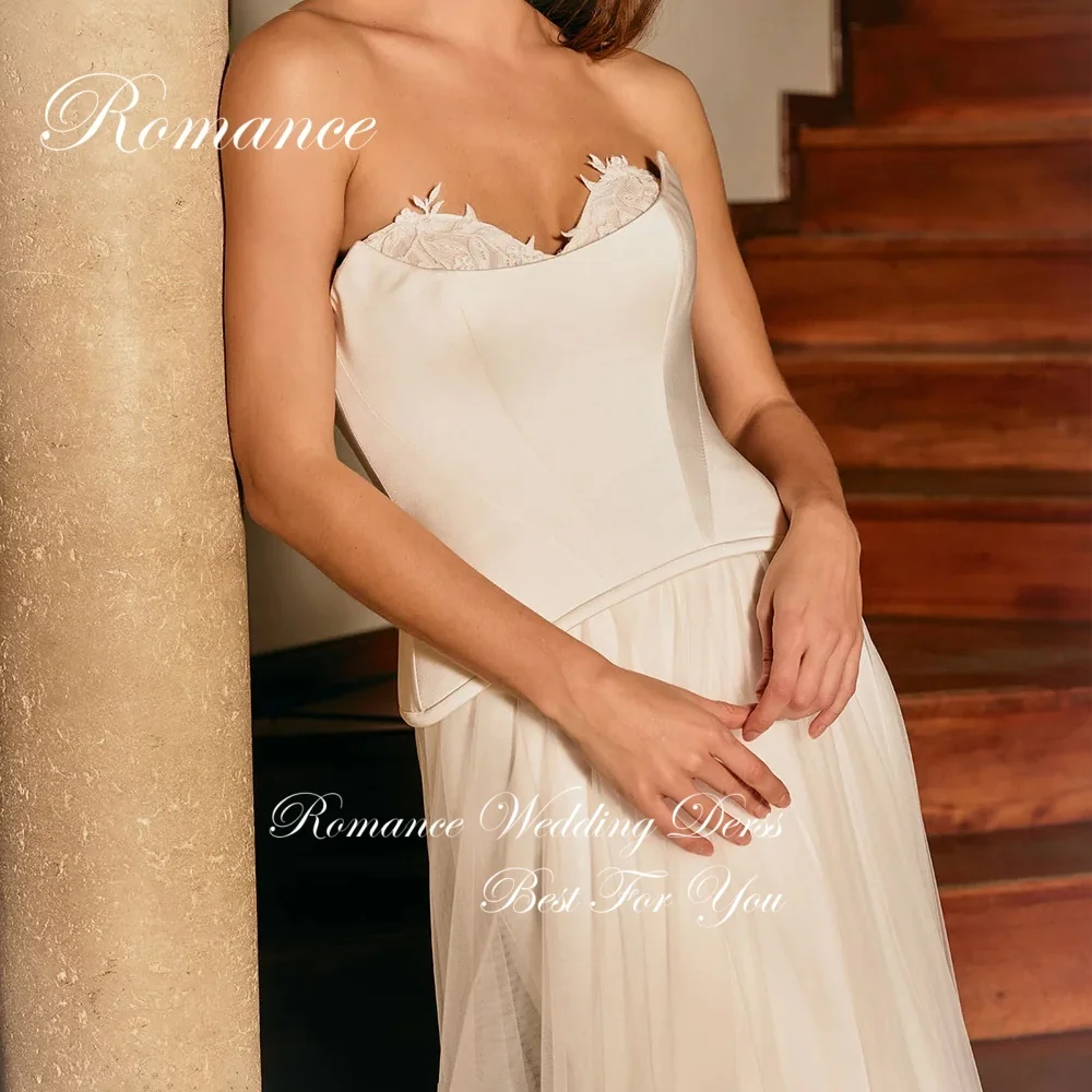 فساتين زفاف كلاسيكية مزينة على شكل قلب على شكل حرف a للنساء سويب تراين دانتيل بدون أكمام مفتوحة الظهر فيستدوس دي نوفيا مخصصة #3