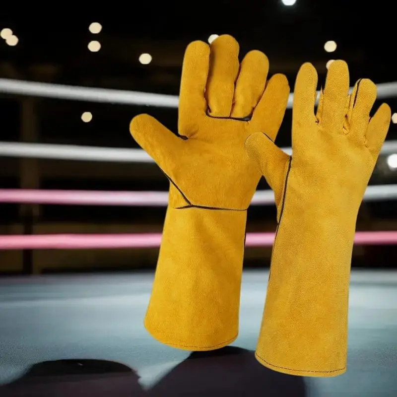 Durable 40cm Welding Gloves, Insulated Leather, Work Safe Protection Against Heat and Cuts