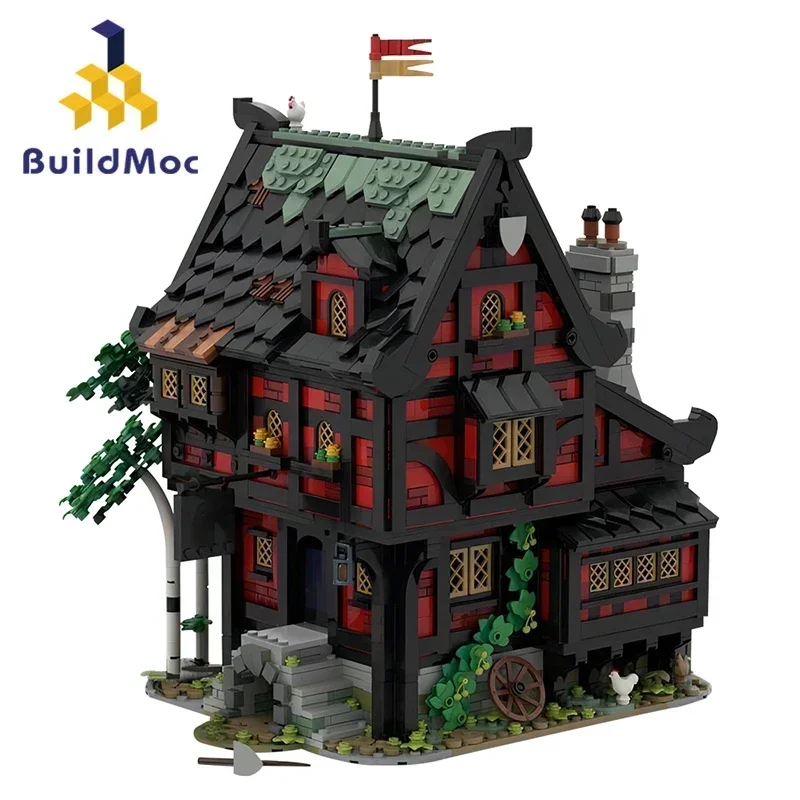 

BuildMoc Knights Crusader‘s Inn Hostel Building Blocks Set Medieval Lion Castle Tavern Bricks Toy For Children Kid Birthday Gift