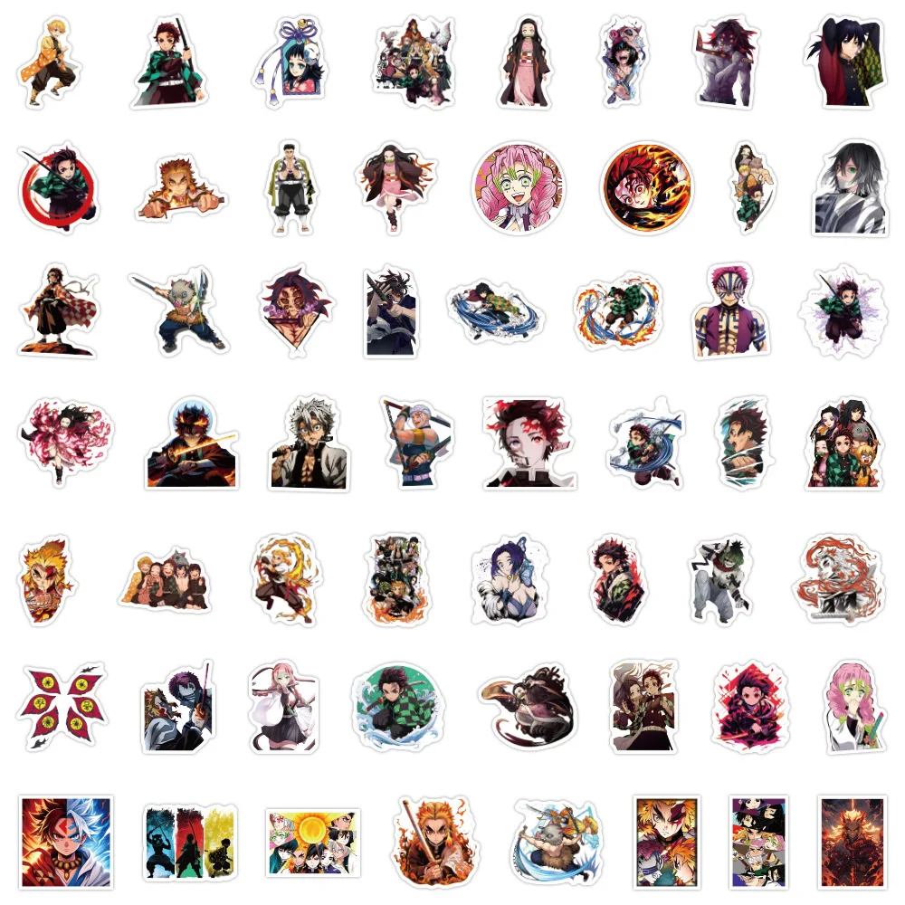 50/100 pçs demon slayer dos desenhos animados anime adesivo diy telefone portátil bagagem skate graffiti decalques diversão para criança