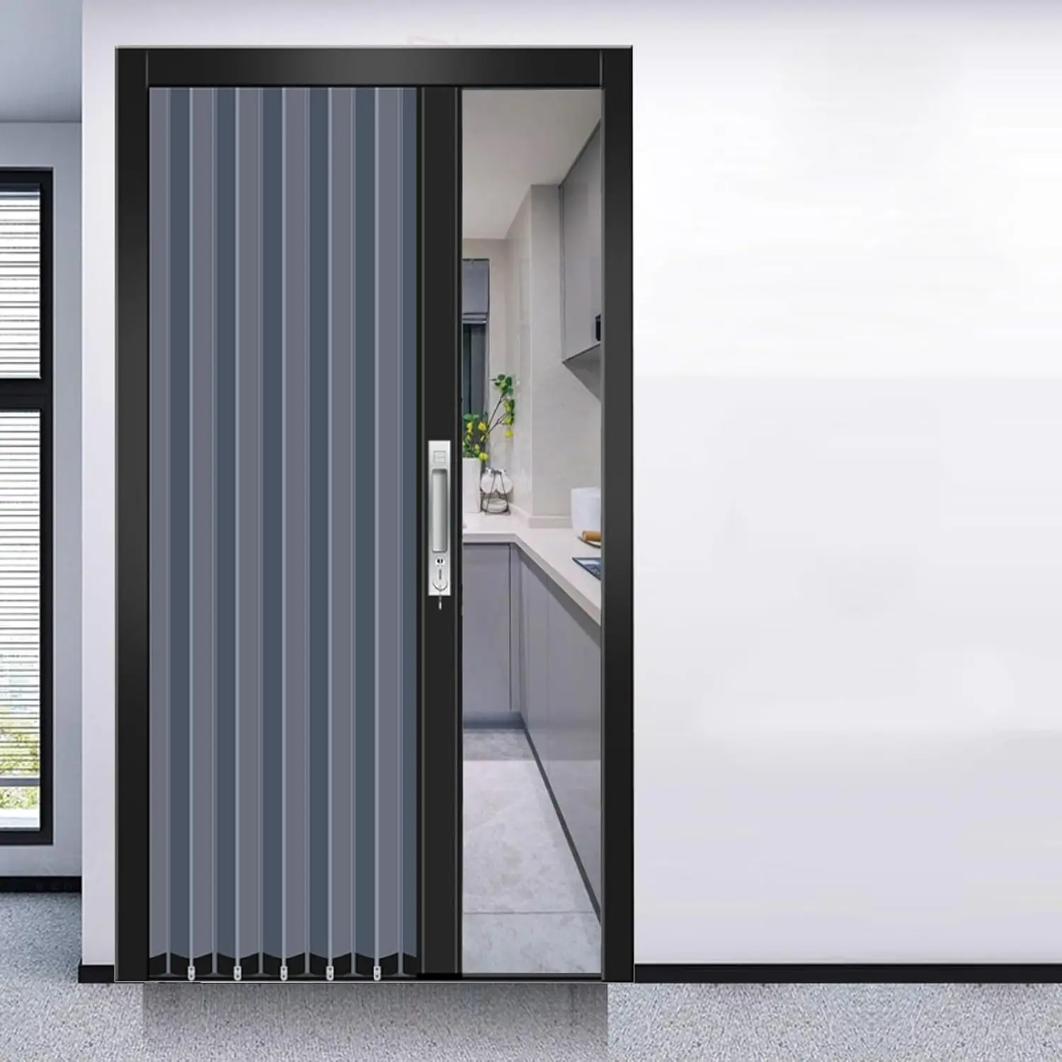 Indoor Accordion Door, Aluminum Sheet Folding Door With Lock And Key, Interior Privacy Door Screen, Closet Multi-Fold Sliding