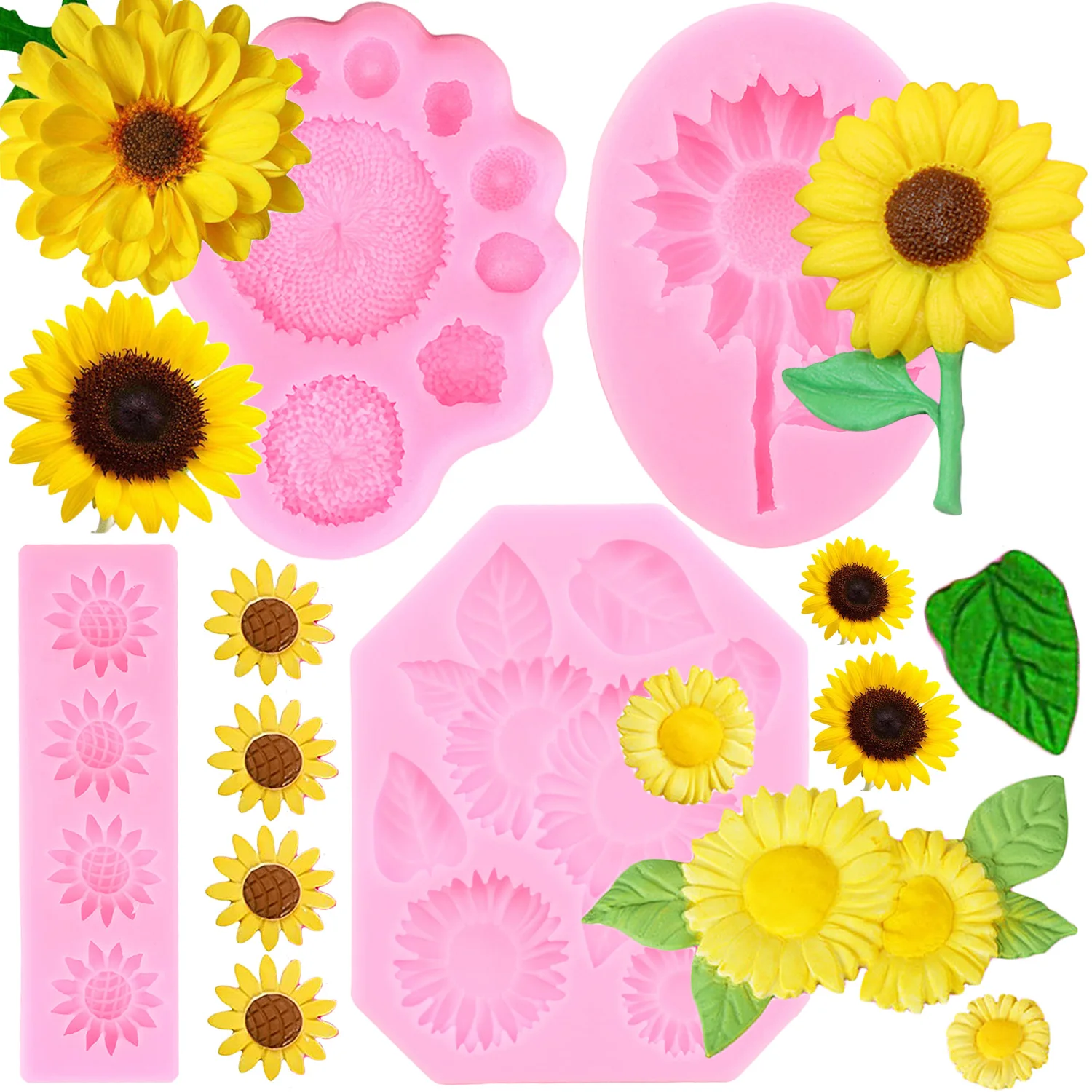 Sunflower Stamen Daisy Silicone Mold Sunflower Fondant Molds Cake Decorating Tools Cupcake Topper Chocolate Candy Clay Moulds