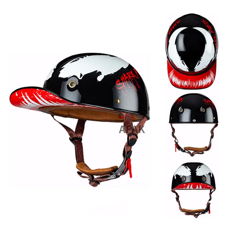 

Best Baseball Cap Helmet Motorcycle Vintage Retro Helmets Summer Open Face Scooter Cruiser Chopper Gangster with Windscreen