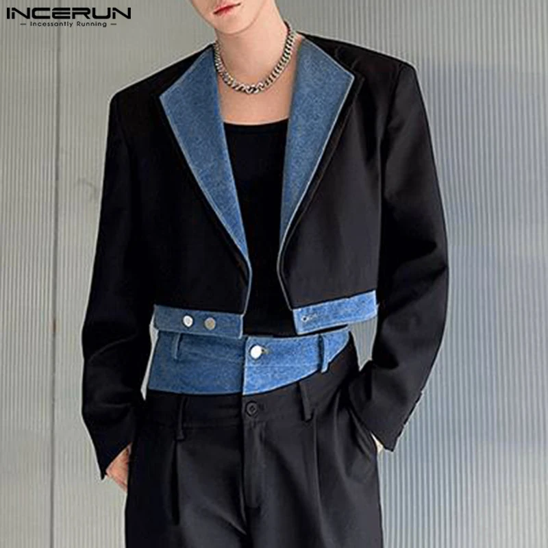 2024 Korean Fashion Color Patchwork Blazer Lapel Collar Long Sleeve Coats Harajuku Commuting Fashion Casual Well Fitting Jackets