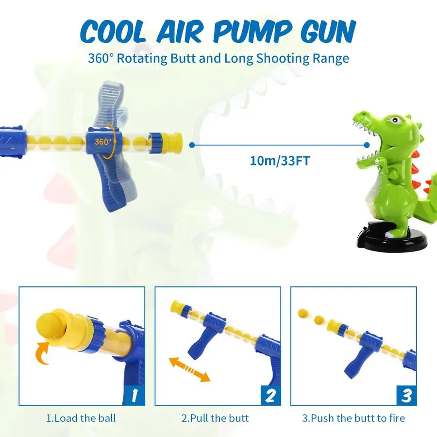 Juguetes de tiro de dinosaurios para niños de 5, 6, 7, 8 y 9 años, juegos electrónicos de tiro al blanco para niños con pistola de aire comprimido, registro de puntuación en LCD, sonido, 24 juegos