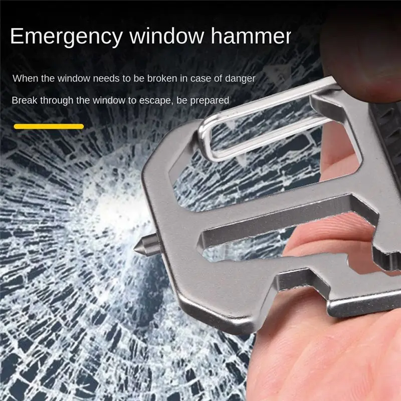 【AUTUMN】Multifunction Keychain Light Window Breaking Hammer Mini LED Flashlight Outdoor Camping Screwdriver Emergency Work Light