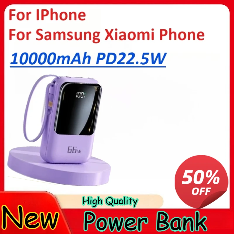 

For IPhone Samsung Xiaomi Phone Powerbank 10000mAh Fast Charging Mini Comes with Line Power Bank China CCC Certification