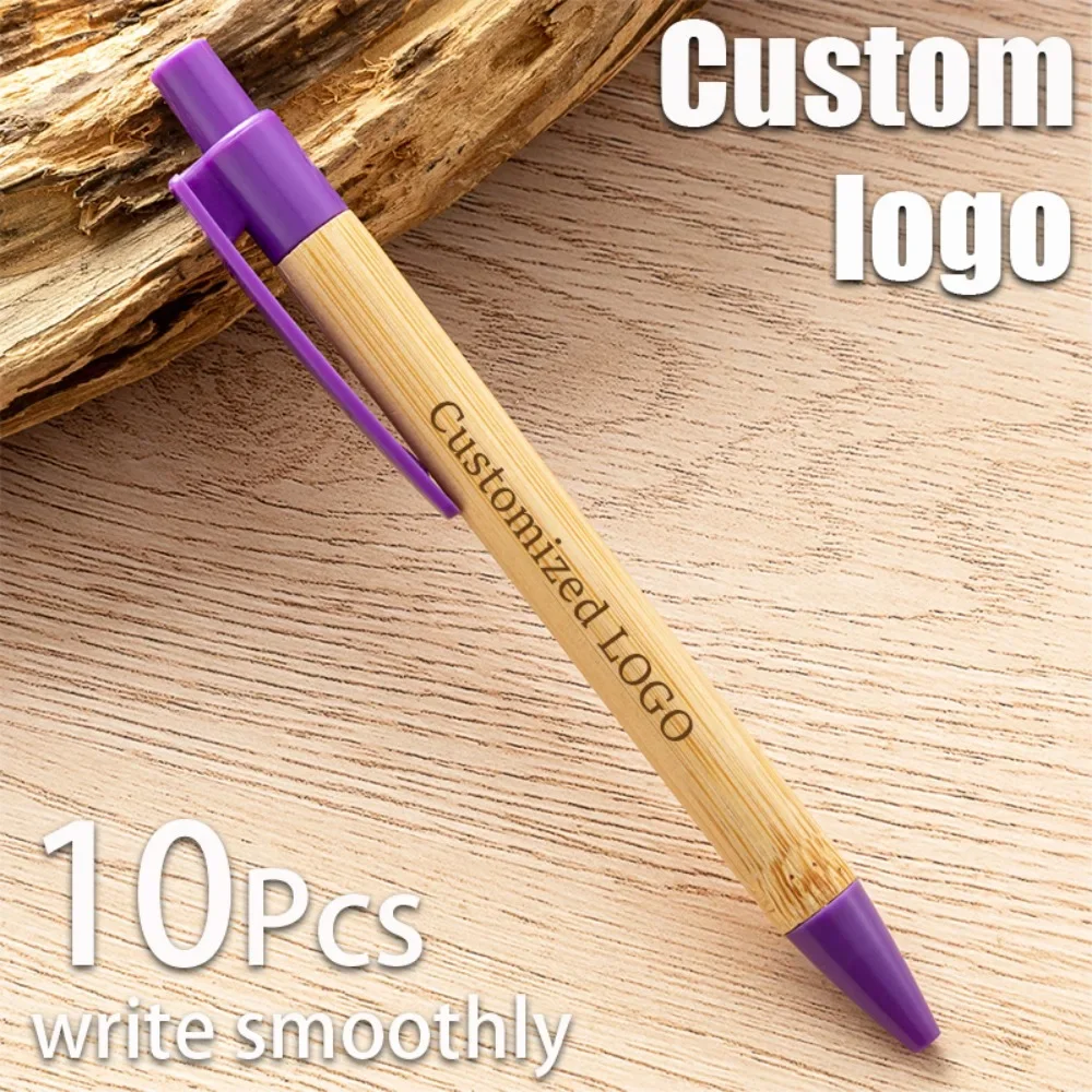 

10-150pcs Bamboo Ballpoint Pens Advertising Gift Wholesale Customized Logo Business Office Signature Pen School Supplies