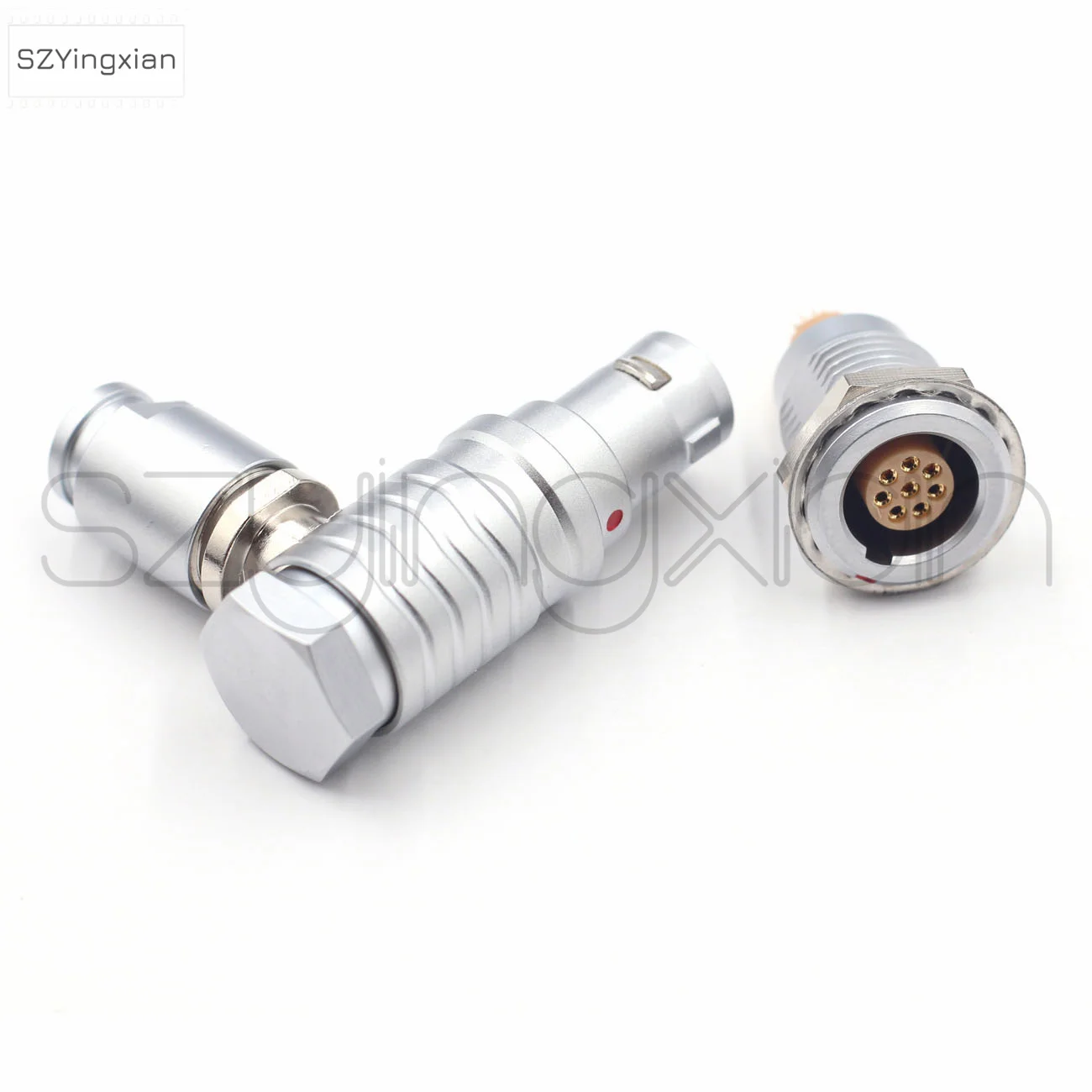 FHG/ECG EGG Socket 1B 8-Pin Push-Pull Self-Locking Right Angle Plug 90 Degree Metal Circular Beauty Device Connector