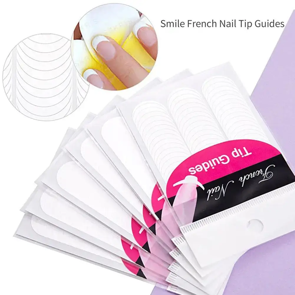 1/3/5SET Unghie Adesivo Stencil Consigli Guida Francese Manicure Unghie artistiche Decalcomanie Forma Frangia FAI DA TE Stencil 3D Styling Strumenti di Bellezza