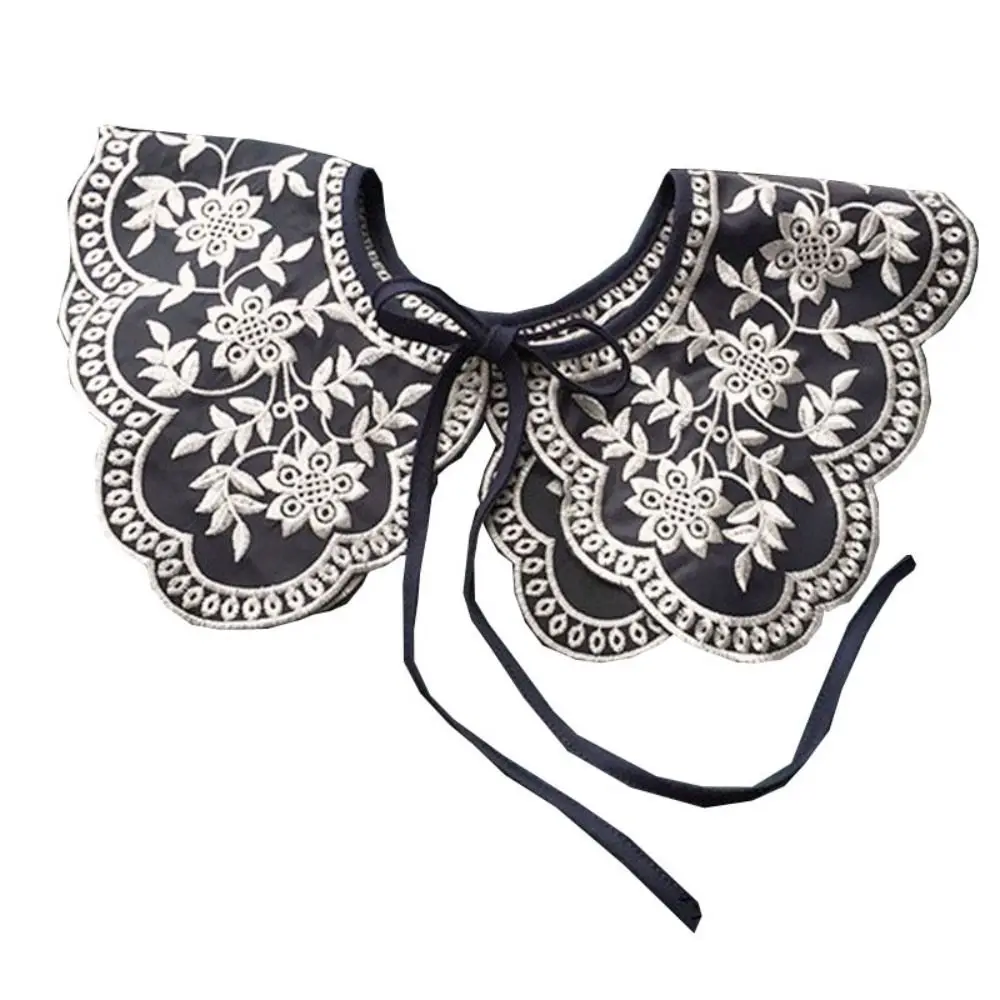 Fashion Lace Floral Fake Collar Detachable Clothes Trim False Collar Black White Decoration Collar For Women Girls