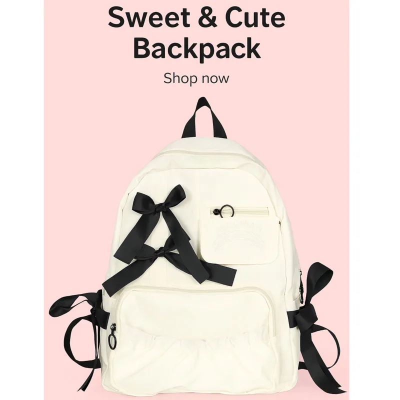 

Bow Backpacks Korean Y2K Oxford Waterproof Lightweight Cute Blocking Bag Simple Casual Pleated Student High Capacity Backpacks