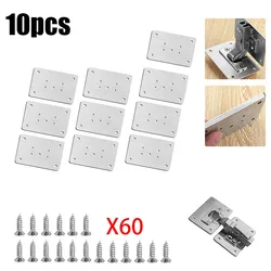 Cabinet Hinge Repair Plate Kit Kitchen Cupboard Door Hinge Mounting Plate With Holes Flat Fixing Brace Brackets Household Tools