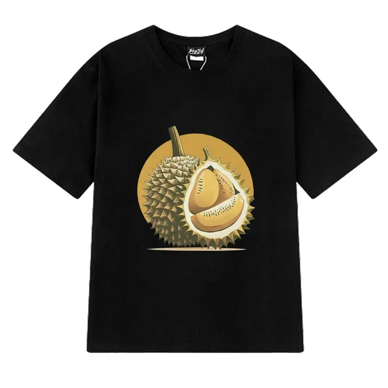 

High Quality Durian Thai Fruit print black New T Shirt Unisex Funny harajuku short sleeve t-shirts Men Women 100% Cotton Tops