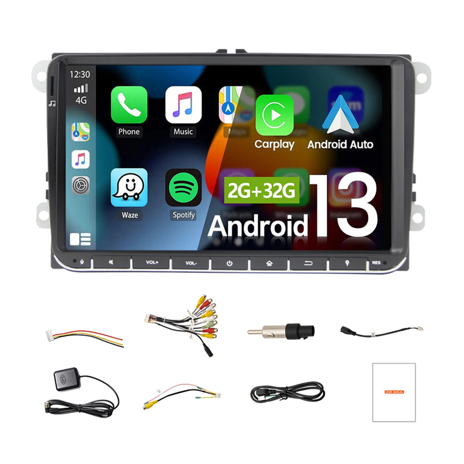 Android 13 2+32G Car Radio With Navigation Screen Handsfree Radio Support Android Auto Carplay Smart With  128GB Card