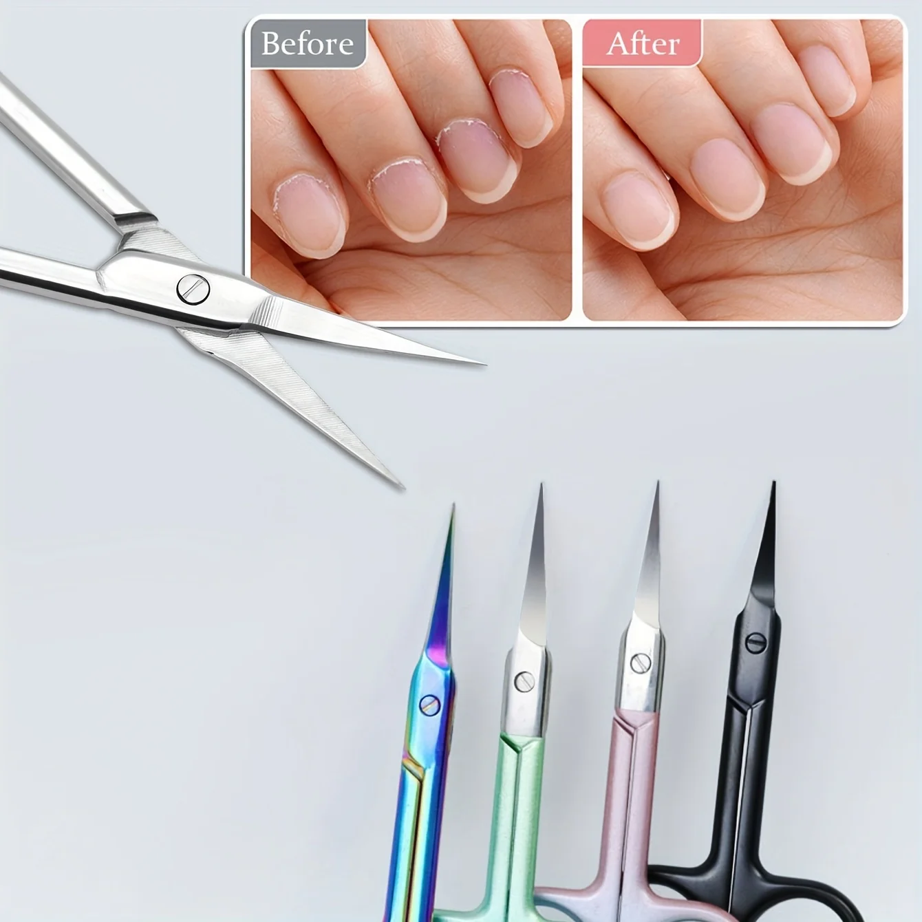 Professionelle Edelstahl-Nagelhautschere und Schönheitsschere, Nagelhauttrimmer, Nagelhautschneider mit spitzer, gebogener Klinge