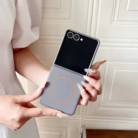 Custodia per telefono magnetica in pelle PU per MagSafe per Samsung Galaxy Z Flip 7 6 5 Flip7 Flip6 Flip5 5G Custodia protettiva rigida antiurto