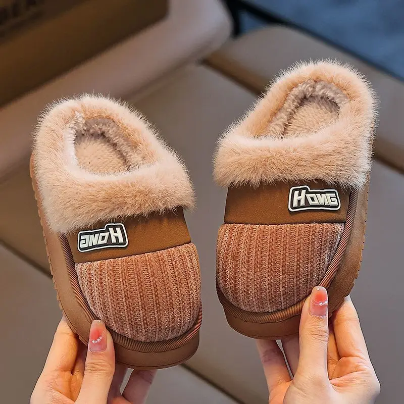 

Kids Plush Slippers for Boys Girls Indoor Non Slip Warm Soft Sole Winter Autumn Casual Home Shoes