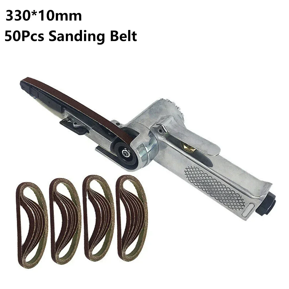 

3/8" Air Belt Sander 330x10mm Wide Air Compressor Angle Grinder Adjustable Pneumatic Grinding Machine With 50Pcs Sanding Belt