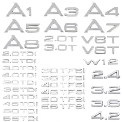 Car Trunk Sticker 3D ABS Chrome Silver 2.0 2.5 3.0 4.0 5.0TDI 30 35 40 45 50 55 TDI For Audi A1 A3 A4 A5 A6 A7 A8 Q2 Q3 Q5 Q7 TT