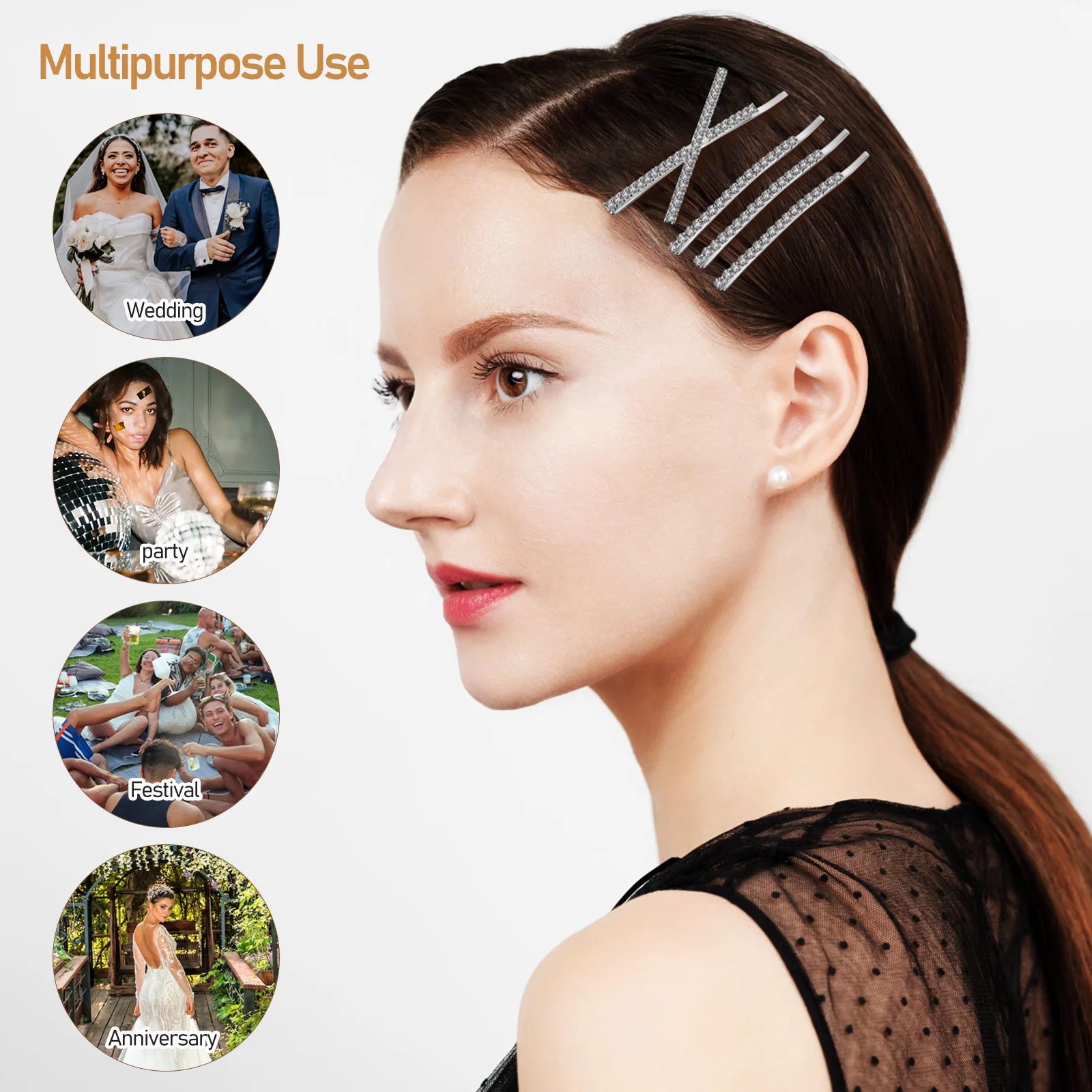 

12Pcs Crystal Rhinestone X Shape Hair Clips Metal Decorative Bobby Pins Sparkly Wedding Hair Accessories Bobby Pins