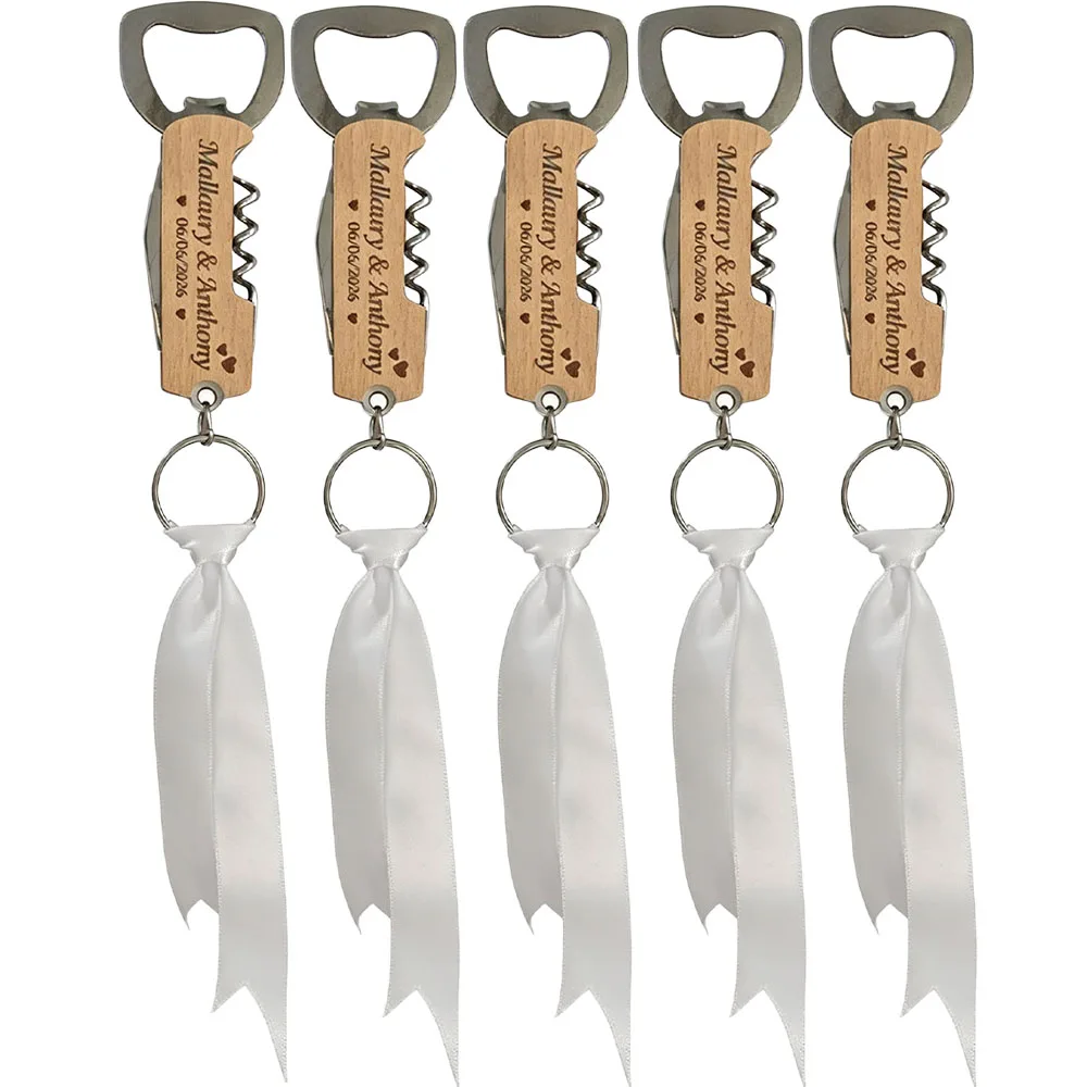 

40-70pcs Custom Wedding Gift Bottle Opener Party Favors for Guests Personalized Wooden Opener as Gift for Special Life Events