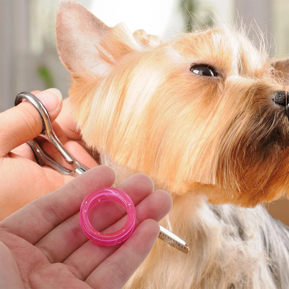 10 Uds. Anillo de tijeras de peluquería insertos de aseo para mascotas accesorios protectores de dedos pulgar