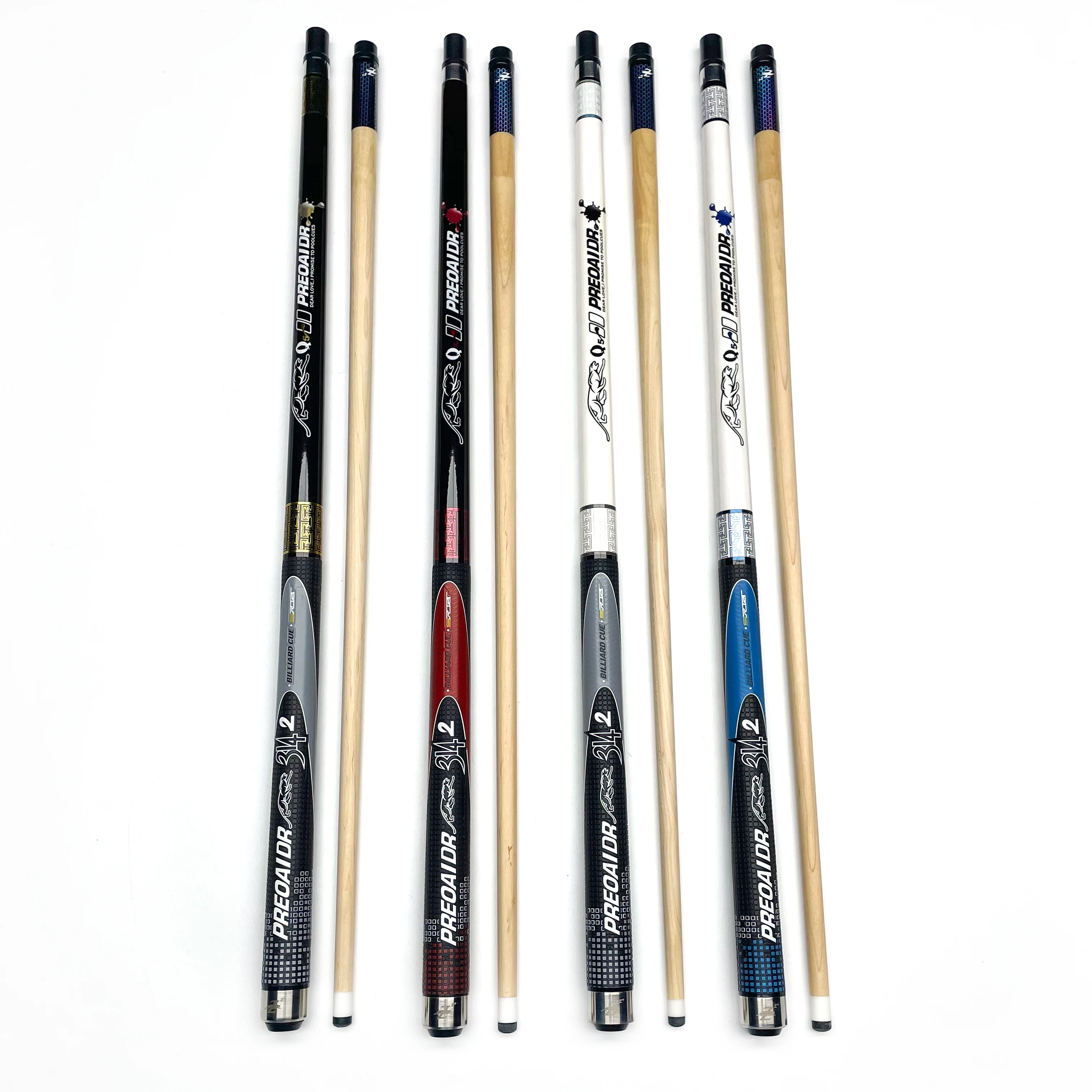 Premium Pool Cue 11.8/12.8mm Tip 2-Piece Maple Shaft Billiard Cue Stick Leather Wrap Grip 4 Colors for Member Players