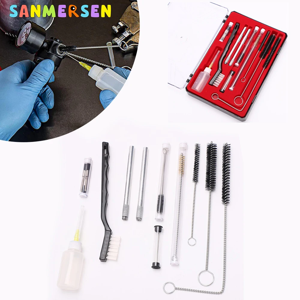 Airbrush Cleaning Kit Needle & Brush Set Cleaning Brush Kits For Paint Spray Gun Nozzle Tip Air Cap Cleaning Thin Tubes Nozzles