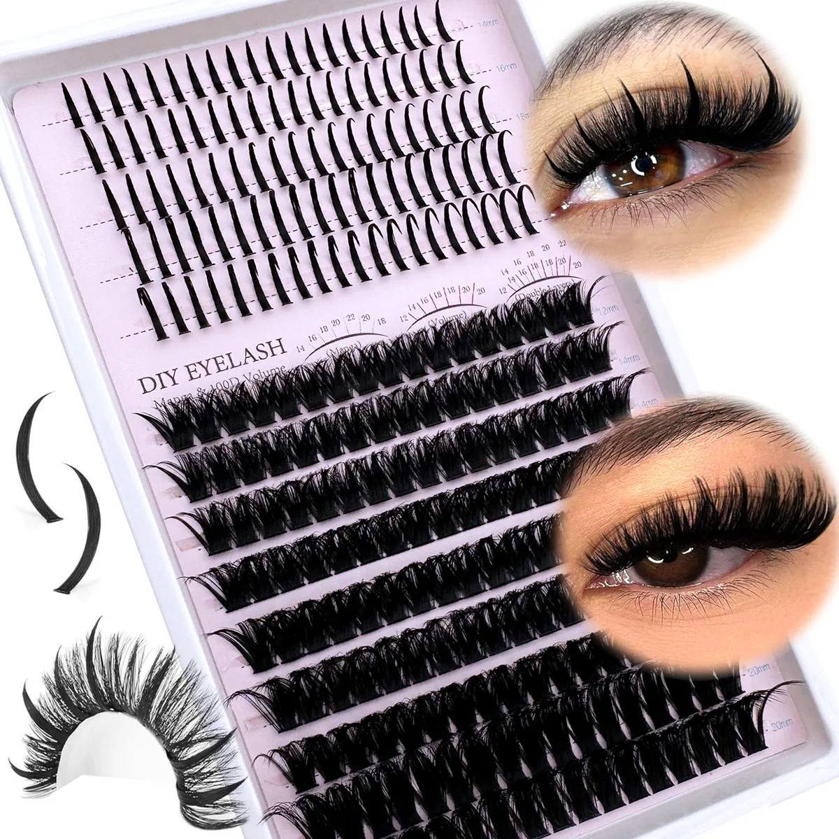 Spikes/80D/100D/Reusable Individual Segmented False Eyelashes Wispy&Ultra Soft 12-20MM DIY Eyelash Extension At Home