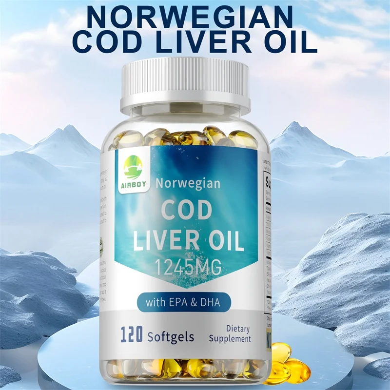 

Cod Liver Oil Capsules - With EPA & DHA, Stress Relief, Strengthen Brain, Improve Memory and Intelligence,Promote Overall Health