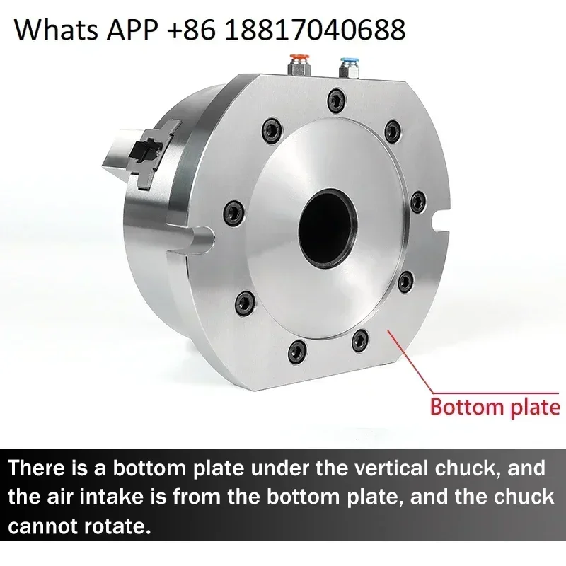 Mandril pneumático oco de 6 polegadas, mandril pneumático vertical de 3 mandíbulas adequado para máquina de perfuração e plataforma de fresadora