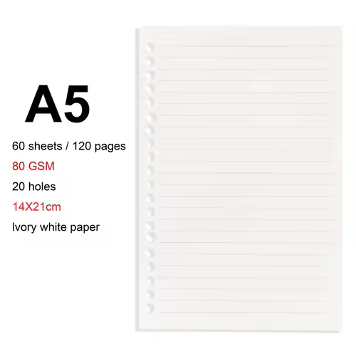 A4/B5/A5 Loose Leaf Refill Binder Notebook Blank/Line/Grid/Cornell Replacable Metal Ring Office&School Supplies Stationery - Image 16