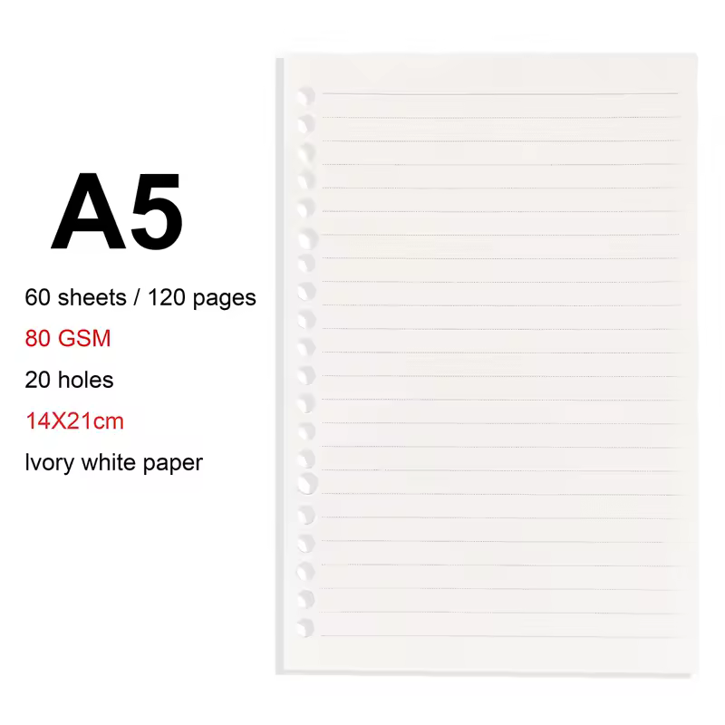 A4/B5/A5 Loose Leaf Refill Binder Notebook Blank/Line/Grid/Cornell Replacable Metal Ring Office&School Supplies Stationery - Image 16