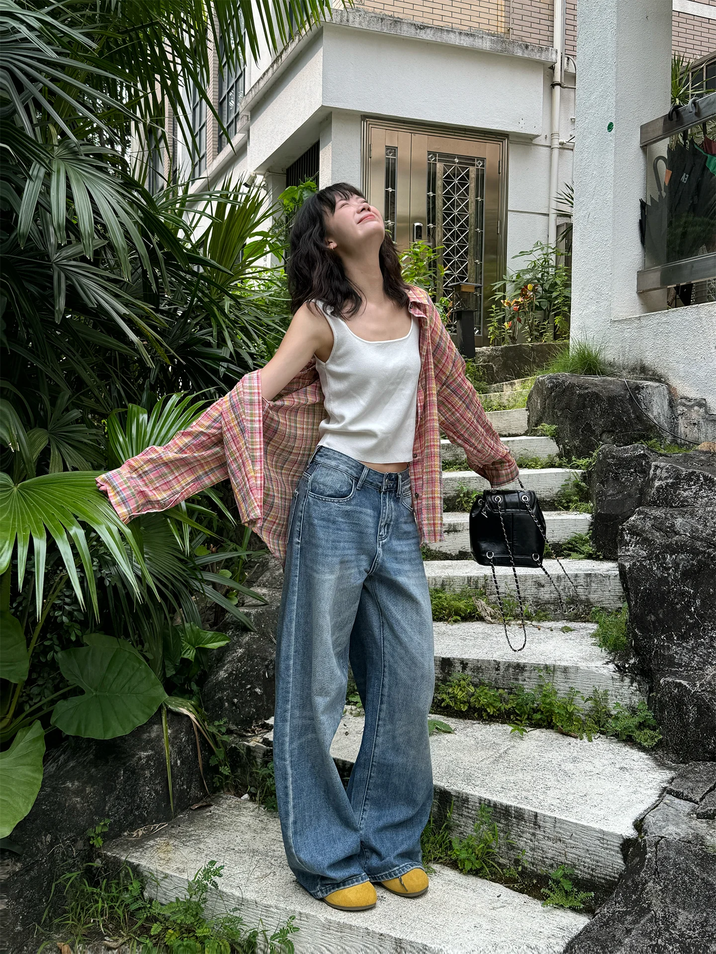 

Синие широкие джинсы с высокой талией и прямым кроем, женские повседневные осенние новые утягивающие джинсы в американском стиле ретро, универсальные