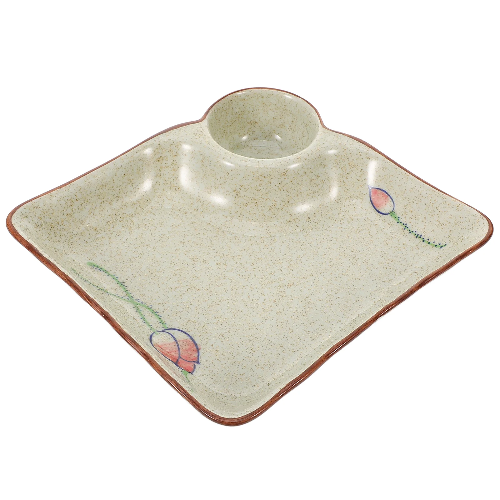 

Ceramic Dumpling Plate with Sauce Compartment Elegant Design Easy Clean Dishwasher Safe Dumpling Serving Platter Multipurpose