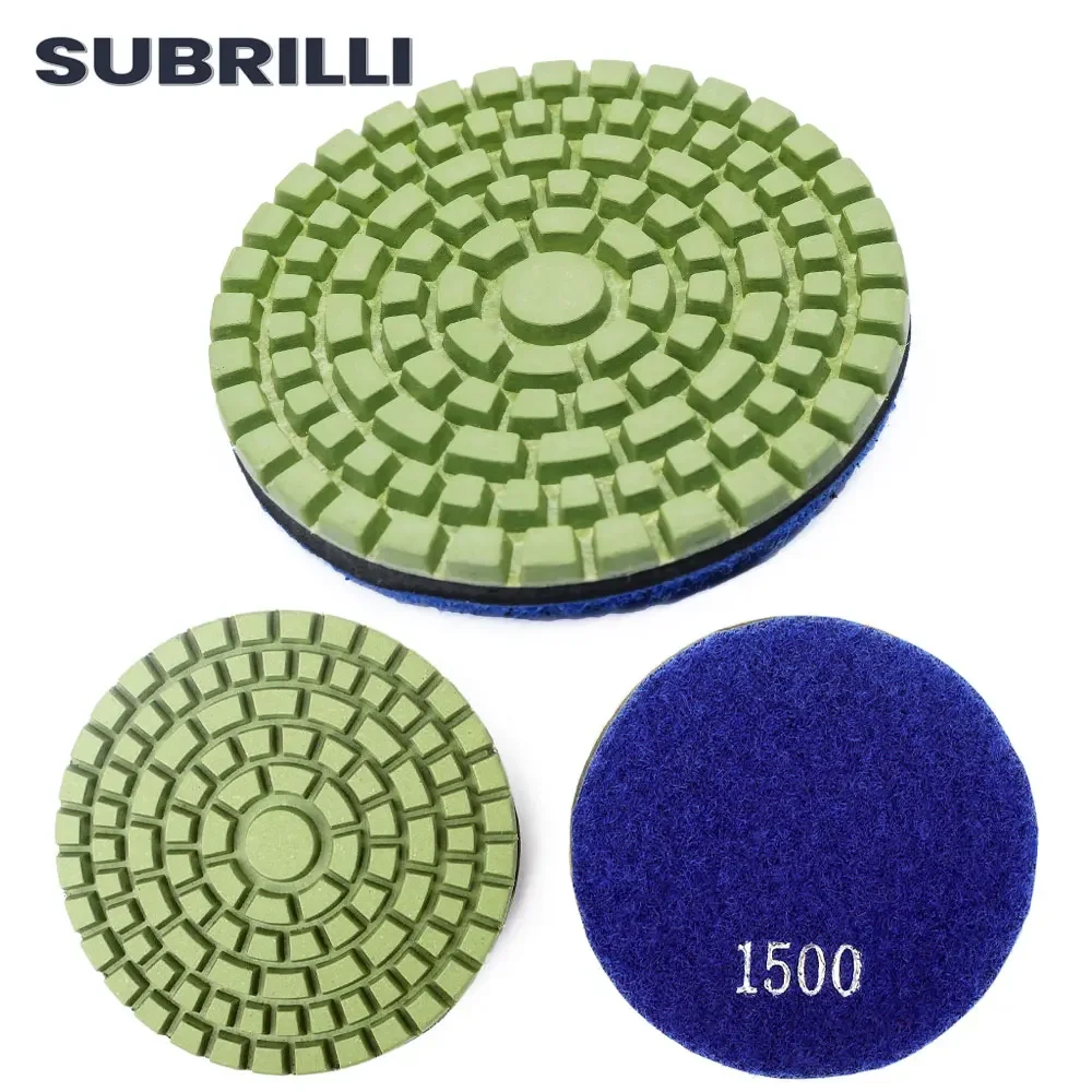 

3pcs SUBRILLI Resin Bond Diamond Concrete Polishing Pads 3 Inch 80mm Grit 50#-3000# for Floor Repair And Renewal Sanding Discs