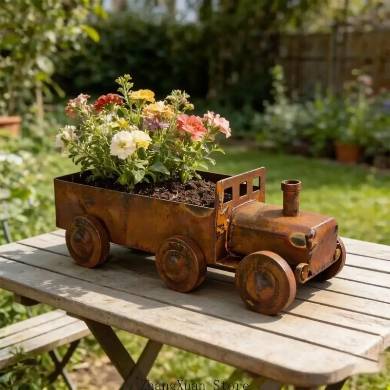 Miniatur-Lokomotive-Form-Garten-Pflanzgefäß für Terrassen, Hofdekoration, 3 x – Detail 10