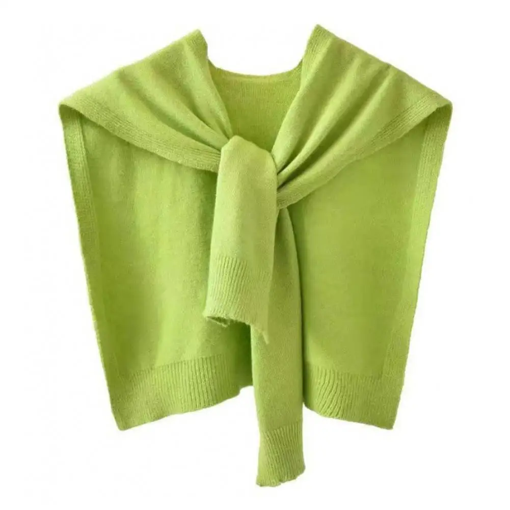 Core Spun Yarn Knitted Shawl For Women  In Spring Camisole Color Thin Shoulder Cardigan Summer Knotted Fake Collar Scaves